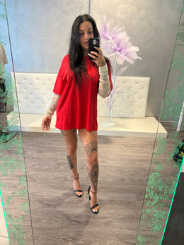 Maxi T-shirt dress Essential Red Vicolo
